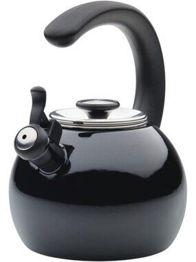 Black Whistling Tea kettle 2-Quart Stainless Steel with Flip-Up Spout Stovetop